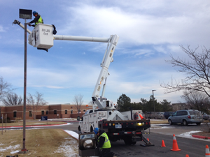 Outdoor Lighting Maintenance Bucket Truck